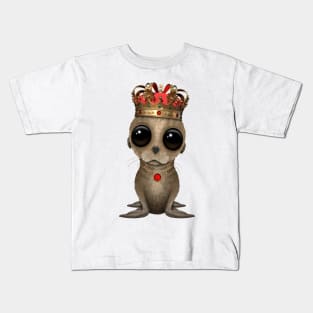 Cute Baby Sea Lion Wearing Crown Kids T-Shirt